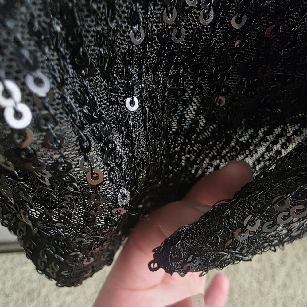 Unique Vintage Black Sequin Wiggle Dress - Picture 15 of 17